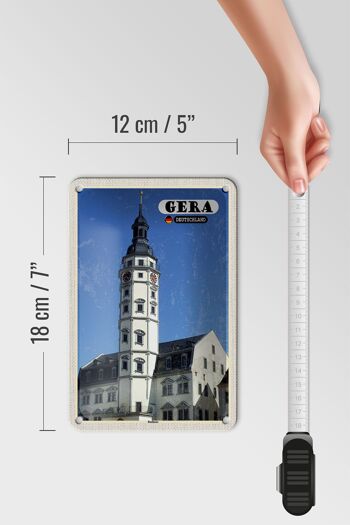 Panneau en étain pour villes, hôtel de ville de Gera, Architecture de la vieille ville, 12x18cm 5