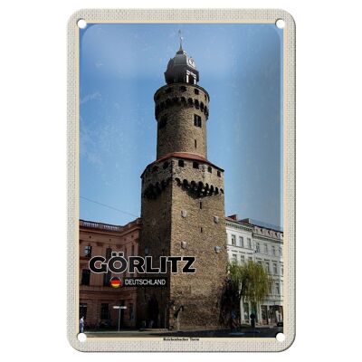 Targa in metallo città Görlitz Reichenbacher Decorazione torre 12x18 cm