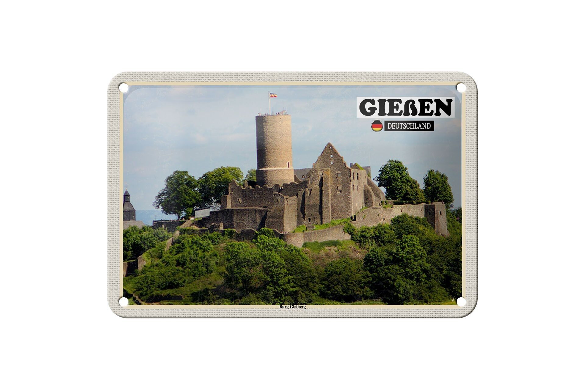Targa in metallo Città Giessen Castello Gleiberg Architettura 18x12 cm Targa