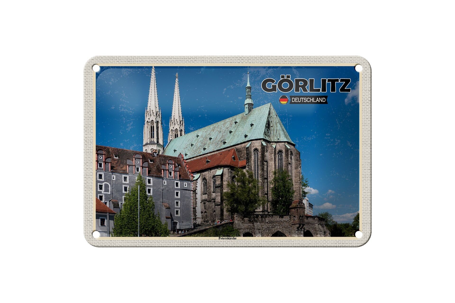 Targa in metallo città Görlitz Peterskirche gita in città 18x12 cm