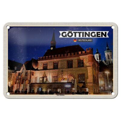 Cartel de chapa con decoración del antiguo ayuntamiento de Göttingen, cartel de 18x12cm