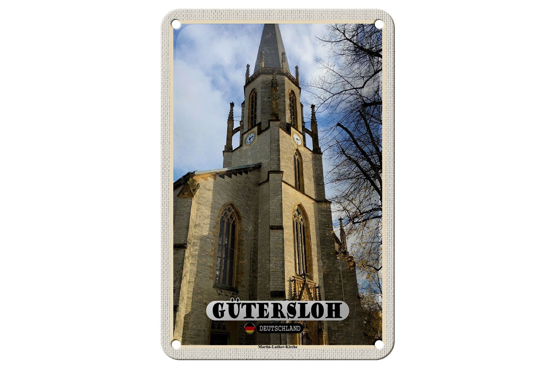 Targa in metallo Città Gütersloh Martin Lutero Decorazione della chiesa 12x18 cm