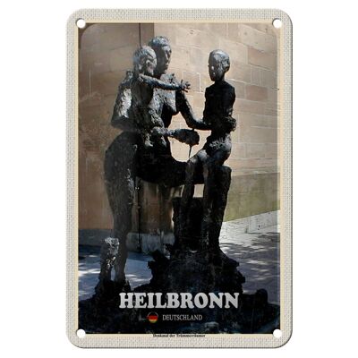Cartel de chapa con ciudades de Heilbronn, monumento a los limpiadores de escombros, cartel de 12x18cm