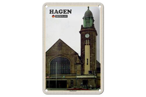 Blechschild Städte Hagen Hauptbahnhof Zug Deko 12x18cm Schild