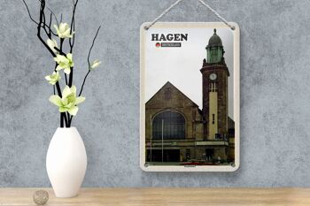 Panneau en étain villes Hagen, gare centrale, décoration de train, signe 12x18cm 4