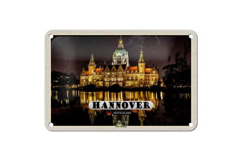 Blechschild Städte Hannover Neues Rathaus Abend 18x12cm Schild