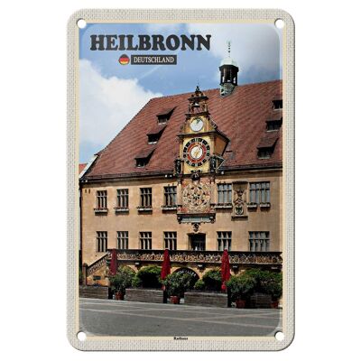 Cartel de chapa con decoración del casco antiguo del Ayuntamiento de Heilbronn, cartel de 12x18cm