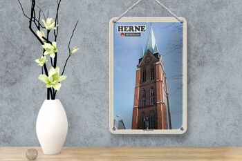Panneau en étain pour villes, Herne Bonifatius, Architecture de l'église, 12x18cm 4