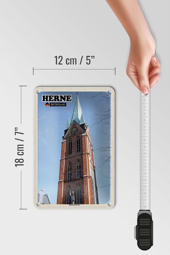 Panneau en étain pour villes, Herne Bonifatius, Architecture de l'église, 12x18cm 5