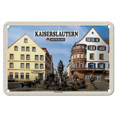 Targa in metallo città Kaiserslautern Kaiserbrunnen decorazione 18x12 cm