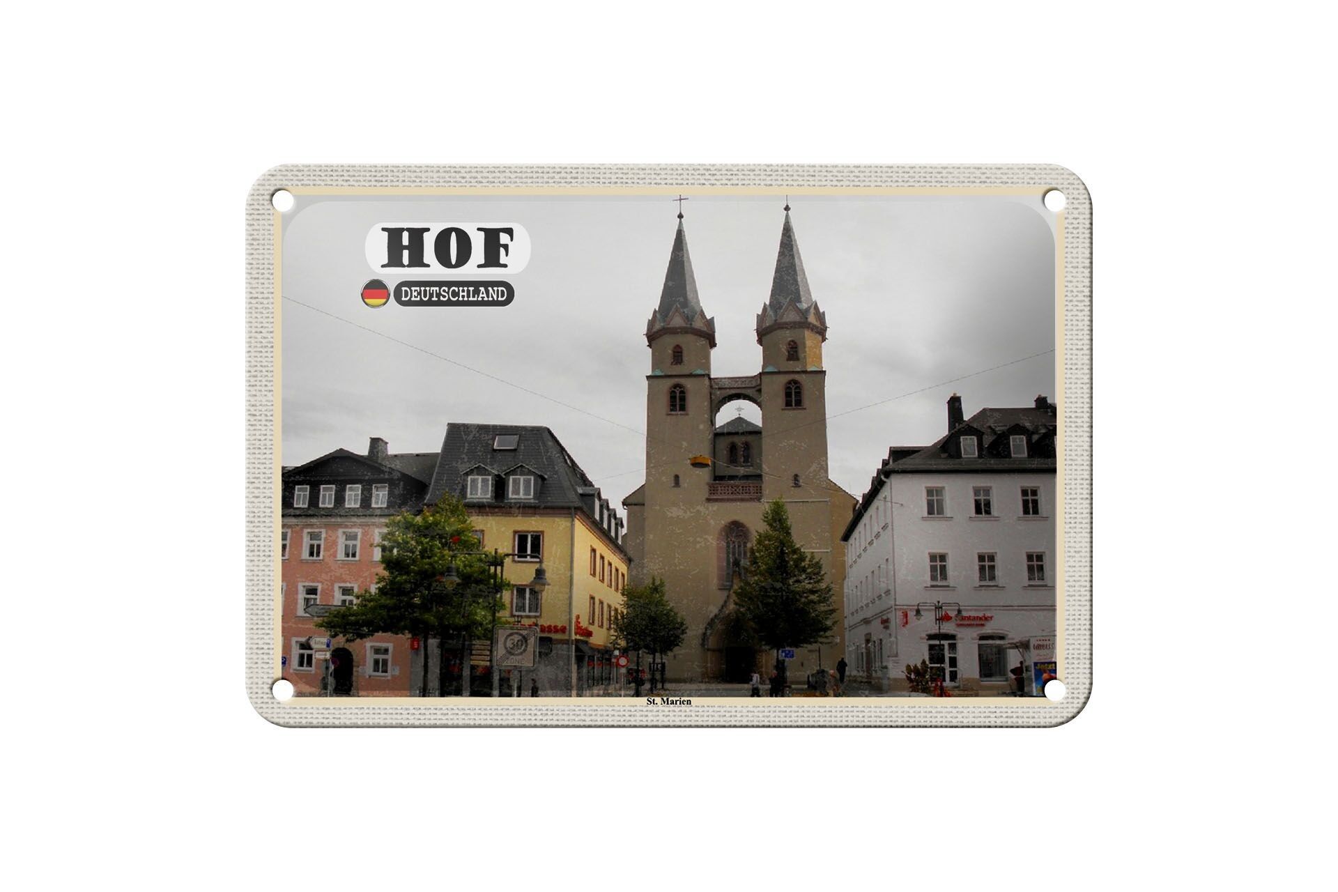 Targa in metallo città Hof St. Martin Architecture Decorazione insegna 18x12 cm