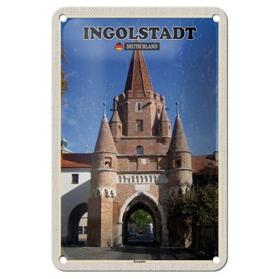 Cartel de chapa con ciudades, Ingolstadt, Kreuztor, arquitectura, 12x18cm