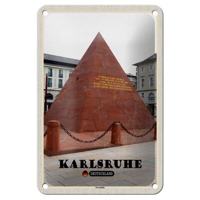 Cartel de chapa ciudades arquitectura piramidal de Karlsruhe cartel de 12x18cm