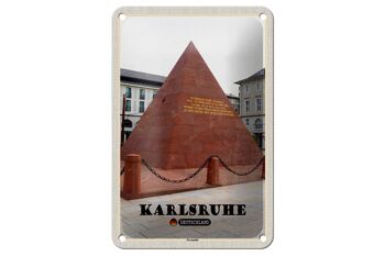 Panneau en étain villes Karlsruhe, architecture pyramidale, 12x18cm 1