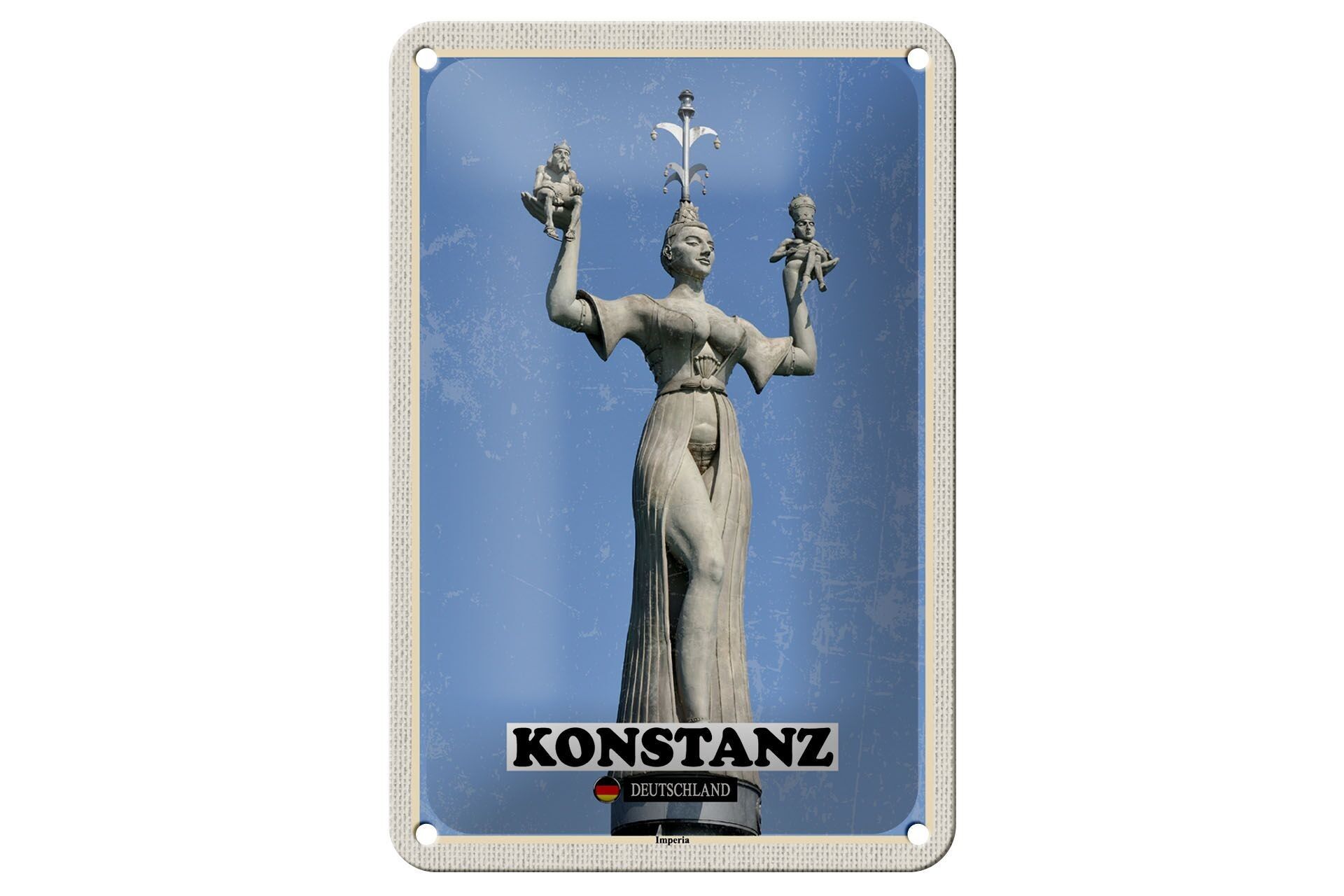 Blechschild Städte Konstanz Imperia Skulptur Deko 12x18cm Schild