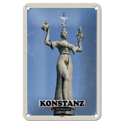 Cartel de chapa con decoración de escultura de Konstanz Imperia, letrero de 12x18cm