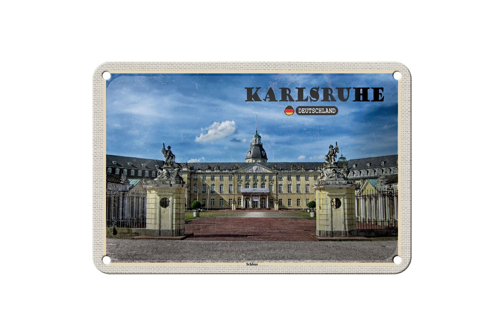 Cartel de chapa con decoración de fuente del castillo de Karlsruhe, cartel de 18x12cm