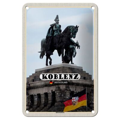 Cartel de chapa con escultura de monumento ecuestre de Koblenz, cartel de 12x18cm