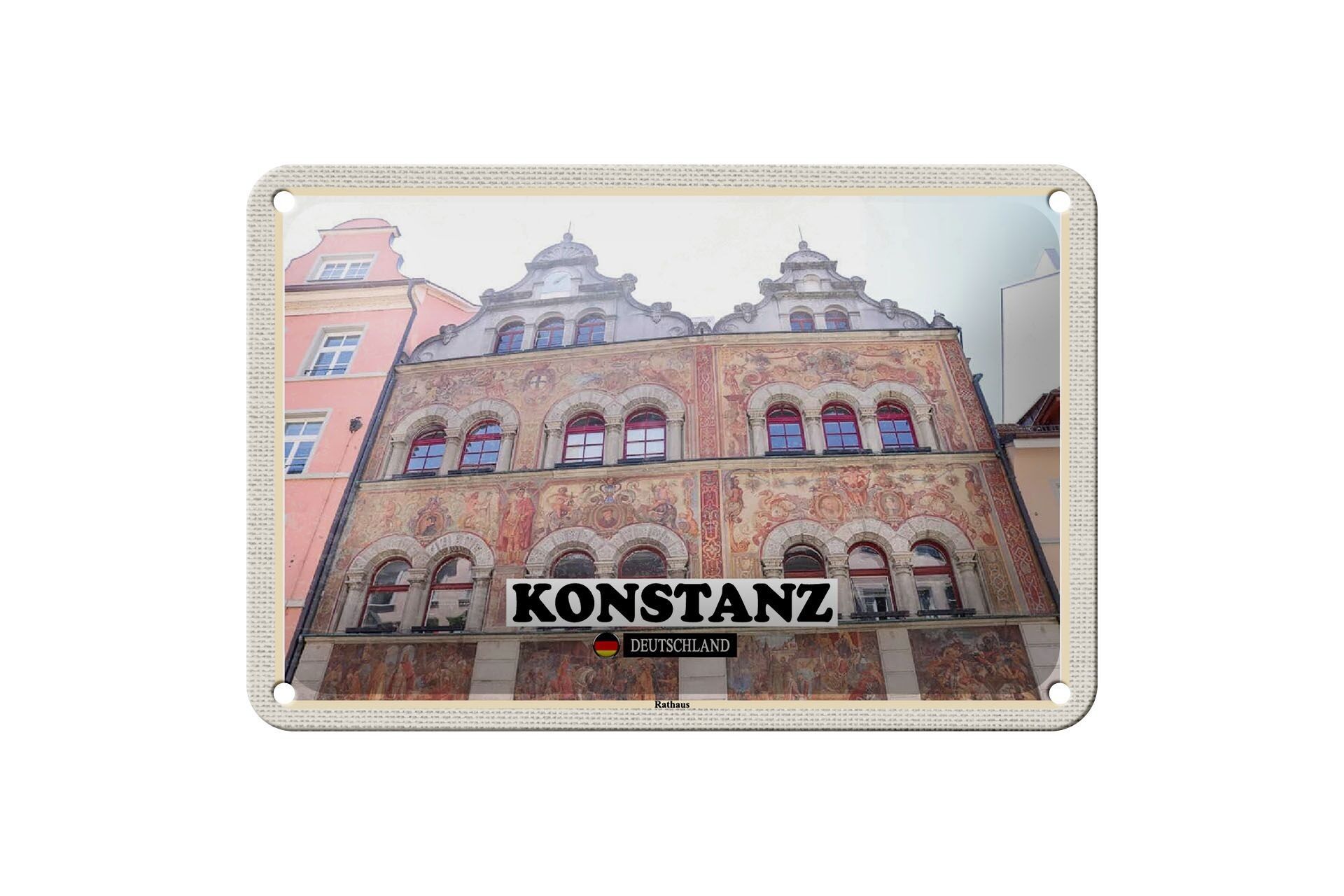 Targa in metallo Città Costanza Municipio Architettura Decorazione 18x12 cm Targa