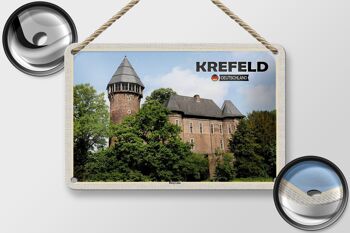 Signe en étain villes Krefeld Burg Linn, décoration du château, 18x12cm 2