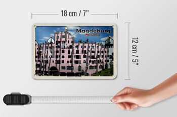 Panneau en étain pour villes, Magdebourg, bâtiments Hundertwasser, 18x12cm 5