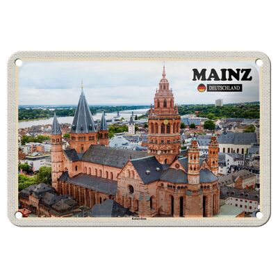 Blechschild Städte Mainz Kaiserdom Kirche Christentum 18x12cm Schild