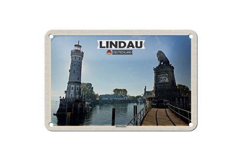 Blechschild Städte Lindau Hafeneinfahrt Fluss Gebäude 18x12cm Schild