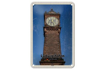 Signe en étain villes Ludwigshafen, horloge de niveau, architecture, signe 12x18cm 1