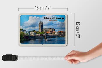 Panneau en étain pour villes, cathédrale de Magdebourg, Architecture fluviale, 18x12cm 5