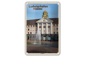 Panneau en étain villes Ludwigshafen, fontaine Europaplatz, 12x18cm 1