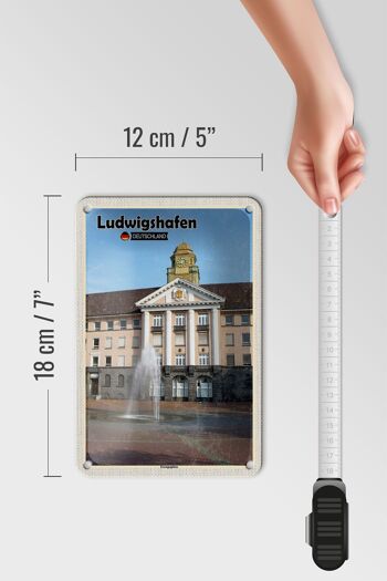 Panneau en étain villes Ludwigshafen, fontaine Europaplatz, 12x18cm 5