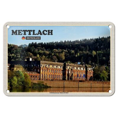 Cartel de chapa ciudades Mettlach edificio de fábrica cartel de 18x12cm