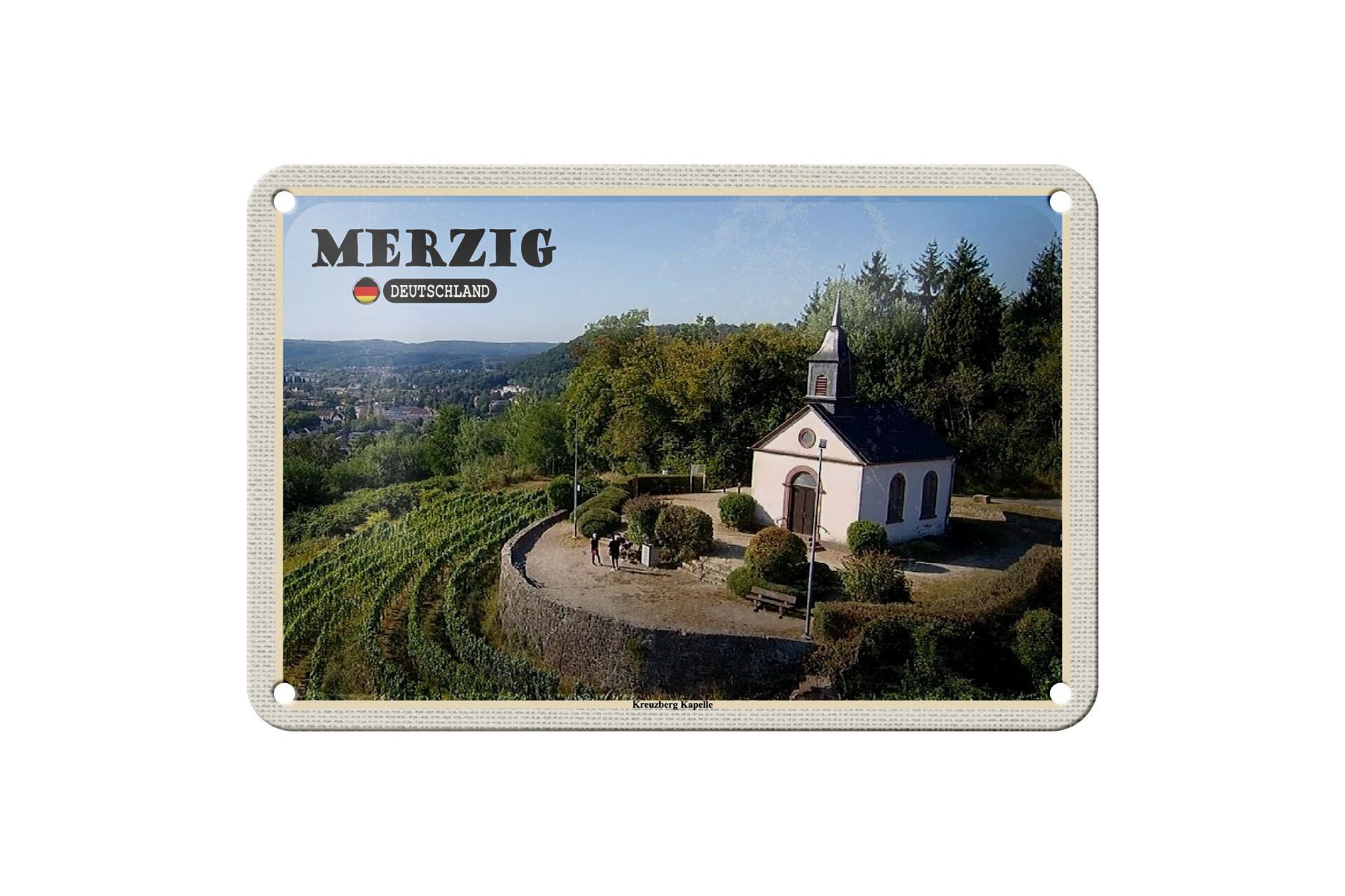 Metal sign cities Merzig Kreuzberg chapel mountain decoration 18x12cm sign