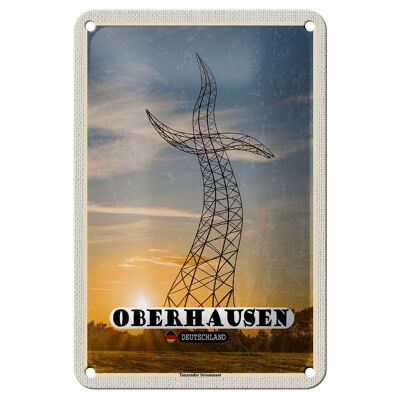 Cartel de chapa con poste de electricidad bailando Oberhausen, cartel de 12x18cm