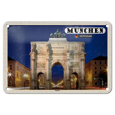 Signe en étain villes Munich Siegestor Architecture 18x12cm