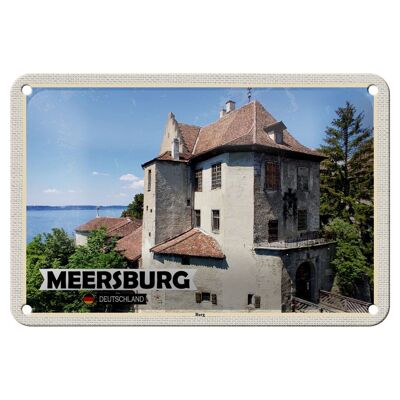 Cartel de chapa con decoración de arquitectura del castillo de Meersburg, cartel de 18x12cm