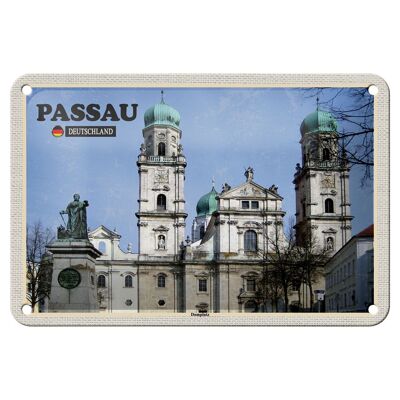 Targa in metallo Città Passau Piazza del Duomo Architettura Decorazione 18x12 cm