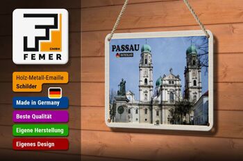 Panneau en étain pour villes, cathédrale de Passau, décoration d'architecture carrée, 18x12cm 3