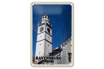 Panneau en étain pour villes, Ravensbourg, Blaserturm, Architecture, 12x18cm 1