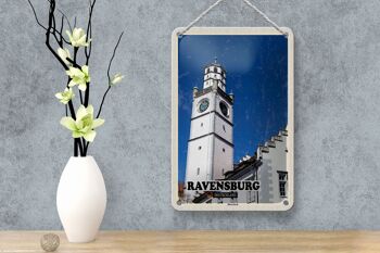 Panneau en étain pour villes, Ravensbourg, Blaserturm, Architecture, 12x18cm 4