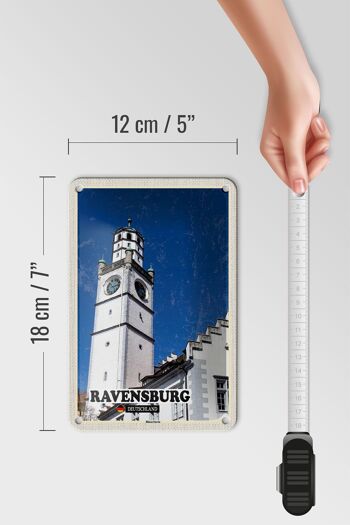 Panneau en étain pour villes, Ravensbourg, Blaserturm, Architecture, 12x18cm 5