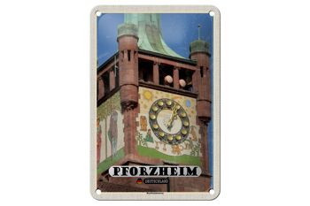 Panneau en étain pour villes, district de Pforzheim, tour de bureau, cloche, 12x18cm 1