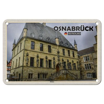 Cartel de chapa con decoración de arquitectura del Ayuntamiento de Osnabrück, cartel de 18x12cm