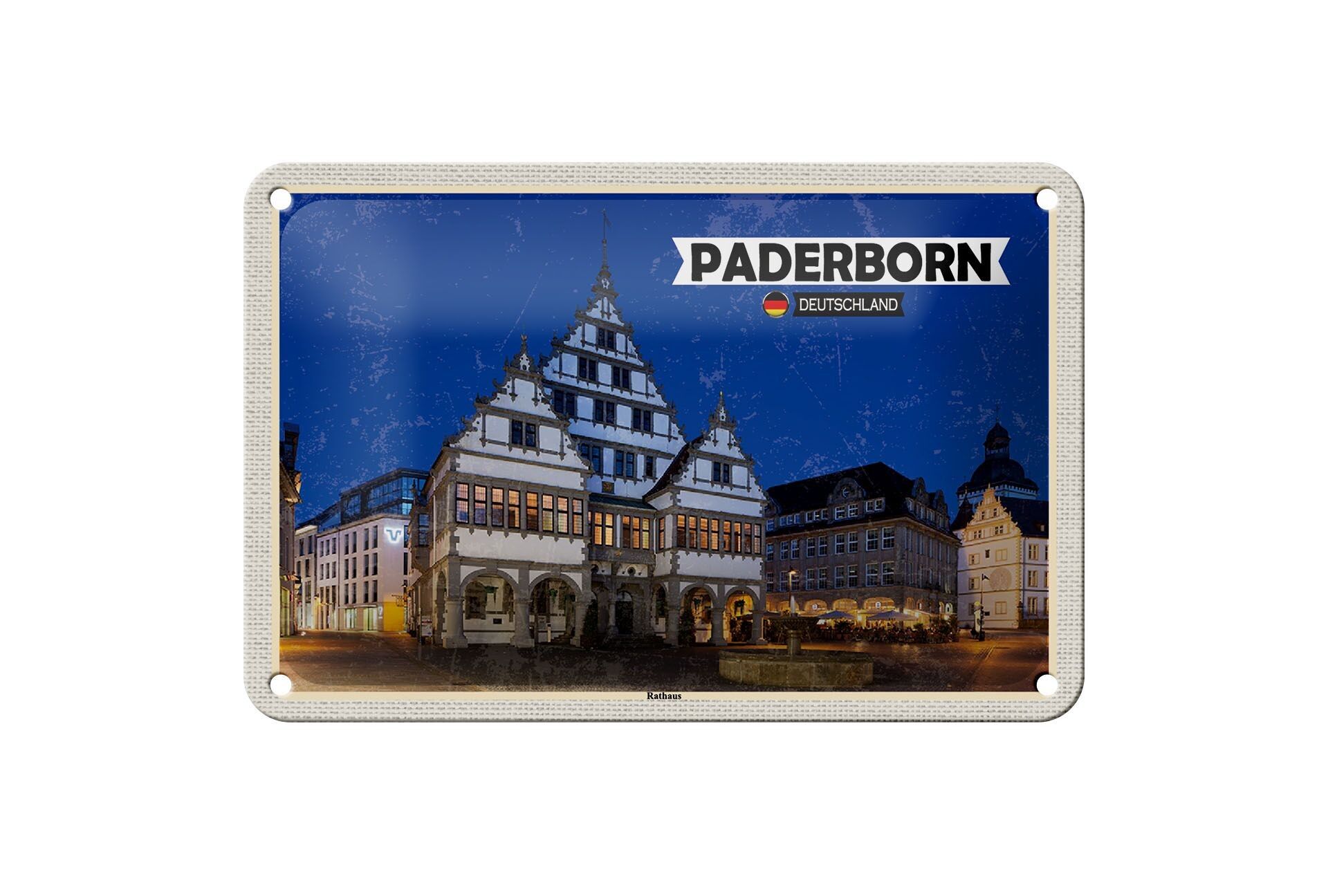 Targa in metallo Città Paderborn Municipio Decorazione della città vecchia 18x12 cm