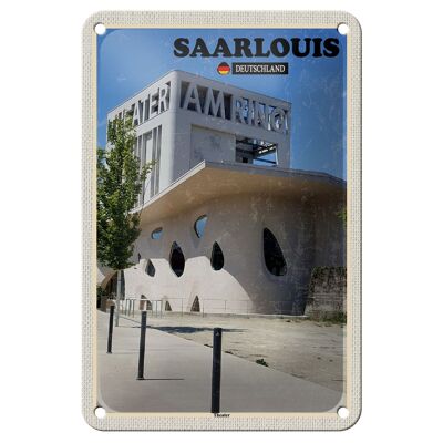 Metal sign cities Saarlouis theater architecture decoration 12x18cm sign