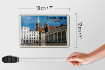 Panneau en étain pour villes, Schwerin, place du marché, Architecture, 18x12cm 5