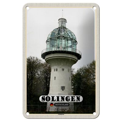 Targa in metallo città Solingen torre faro architettura 12x18 cm