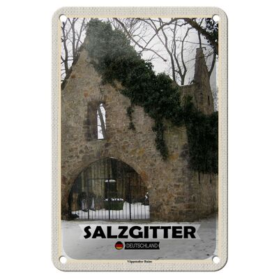 Cartel de chapa ciudades Salzgitter Vöppstedter decoración de ruinas cartel de 12x18cm