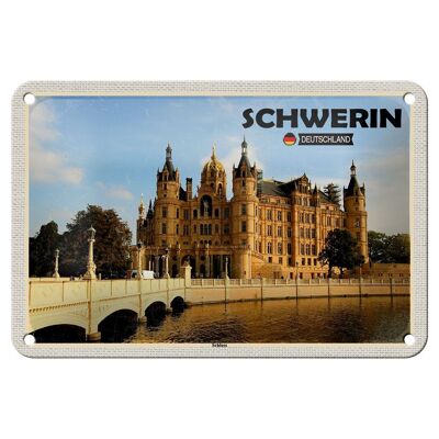 Cartel de chapa con decoración de arquitectura del castillo de Schwerin, cartel de 18x12cm