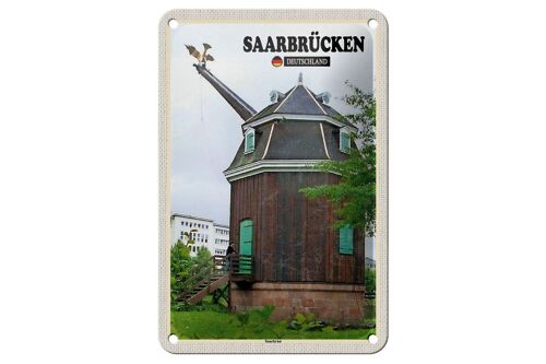 Blechschild Städte Saarbrücken Saarkran Wanddeko 12x18cm Schild